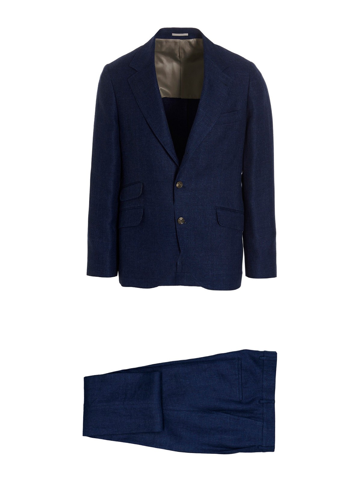 Brunello Cucinelli Linen Blend Suit In Blue