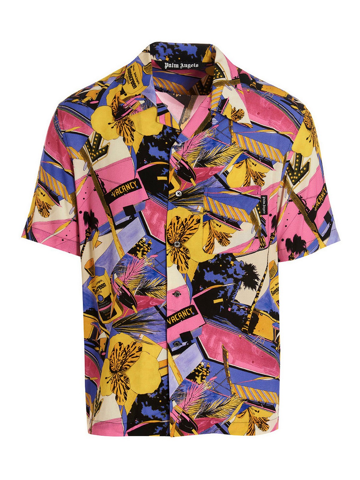 Shop Palm Angels Miami Mix Bowling Shirt In Multicolour
