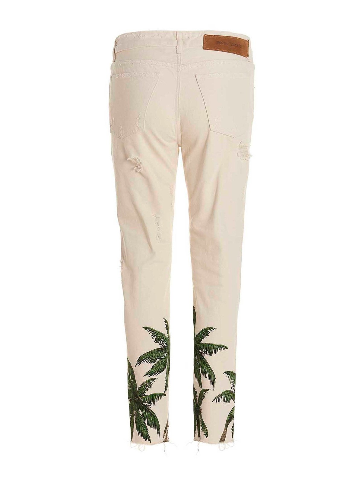 Shop Palm Angels Jeans Bull Palms In White