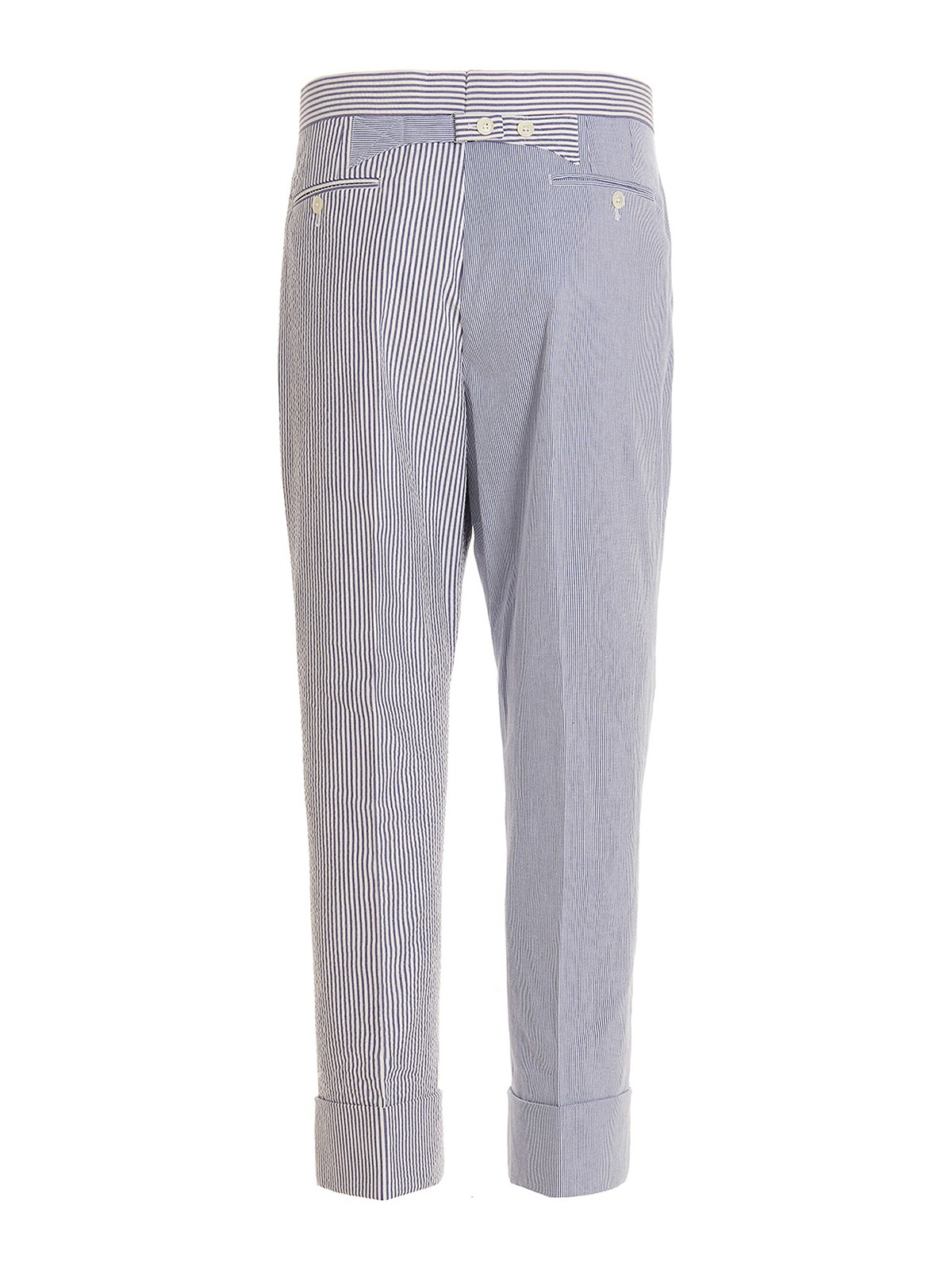 Shop Thom Browne Striped Pants In Light Blue