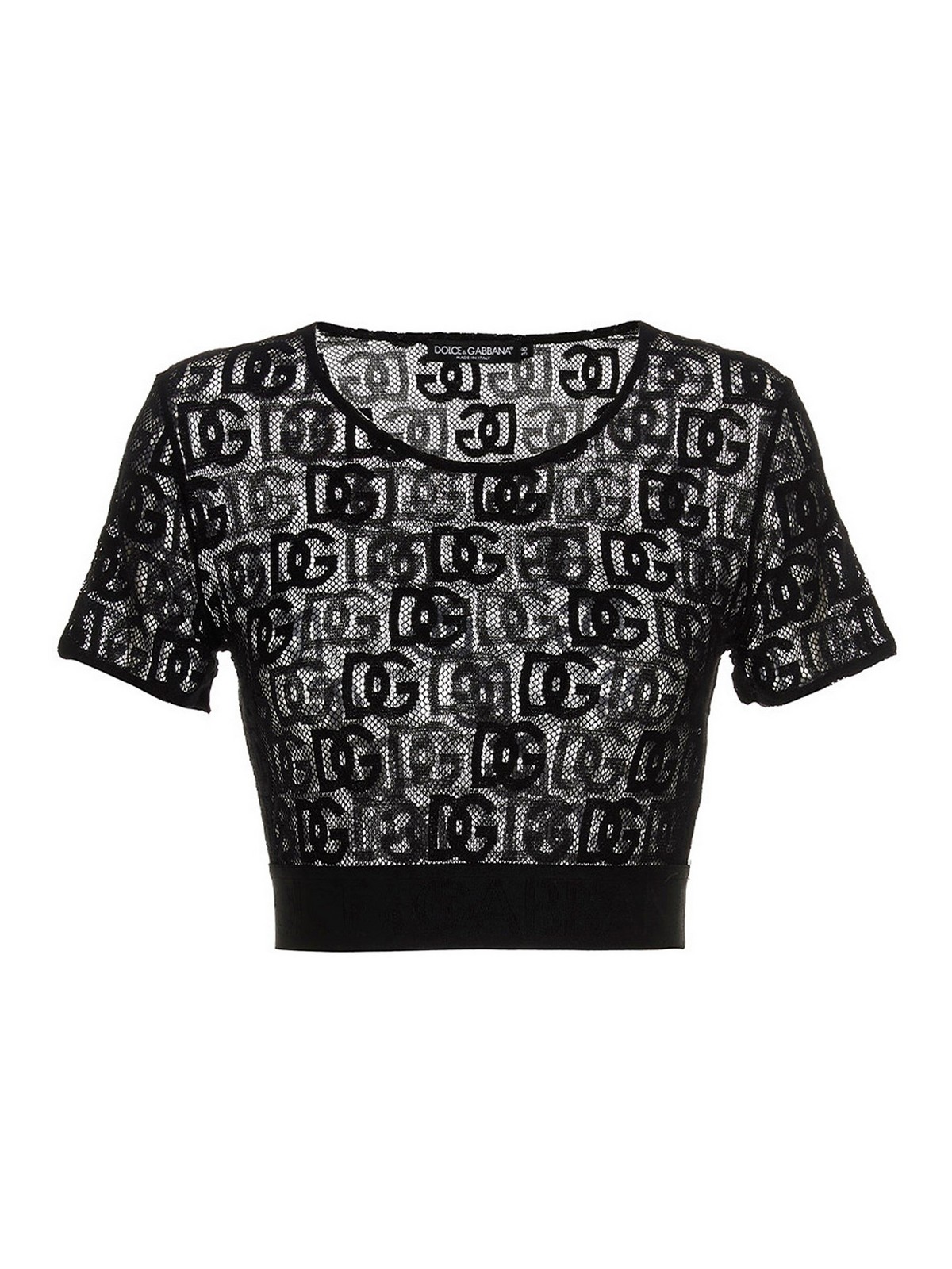 Dolce & Gabbana All-over logo mesh T-shirt|F8T17TFLEAQN0000