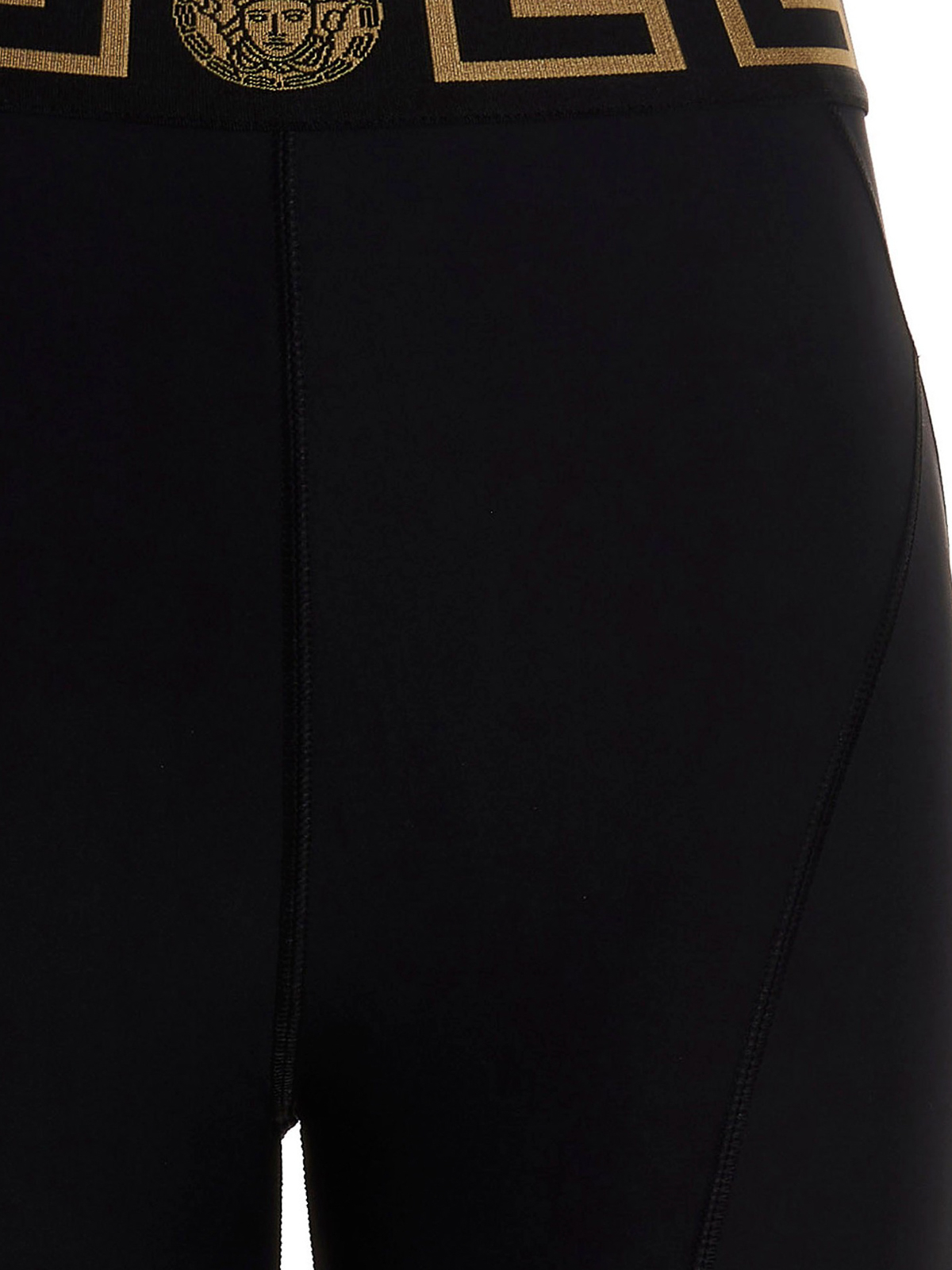Shop Versace Greca Leggings In Black