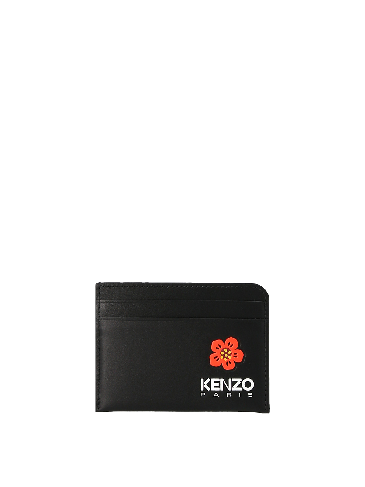 Shop Kenzo Logo Leather Card Holder In Black