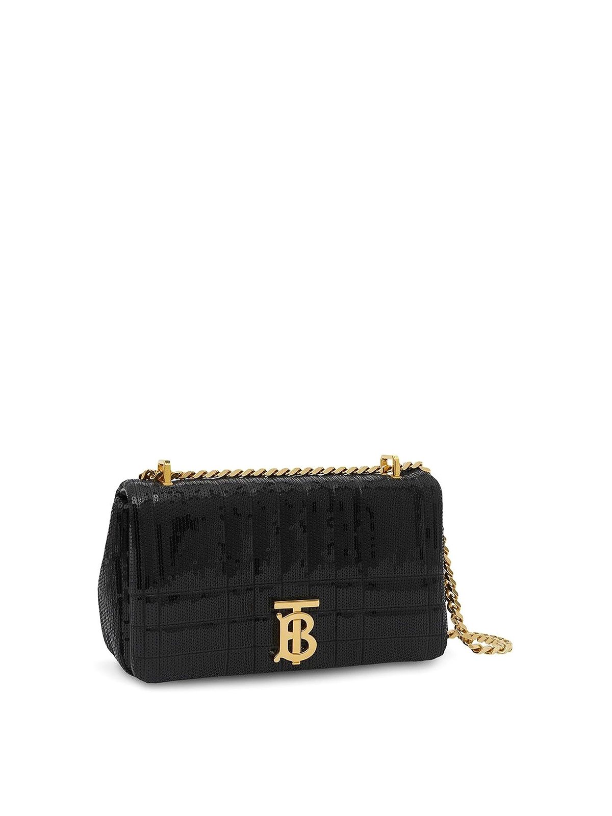 Shop Burberry Quilted Lola Bag With Sequins And Logo In Black