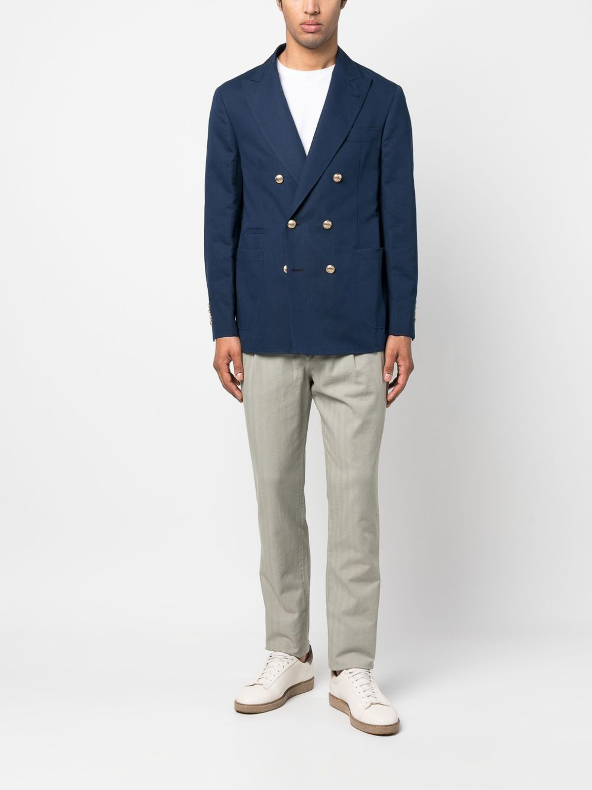 Brunello Cucinelli Double-breasted linen and cotton blazer
