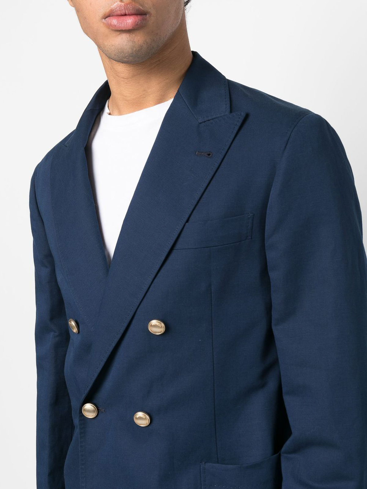 Brunello Cucinelli Double-breasted linen and cotton blazer