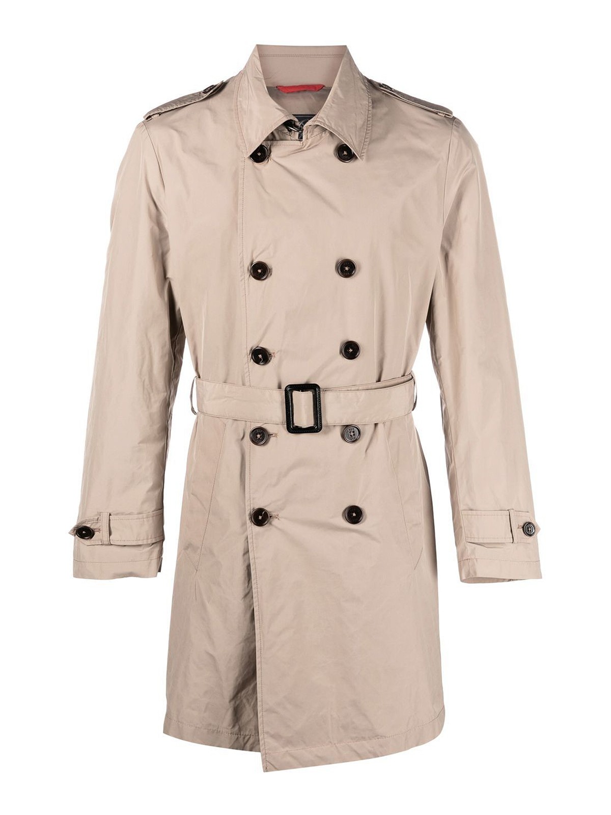 Shop Fay Double-breasted Trench Coat In Beige