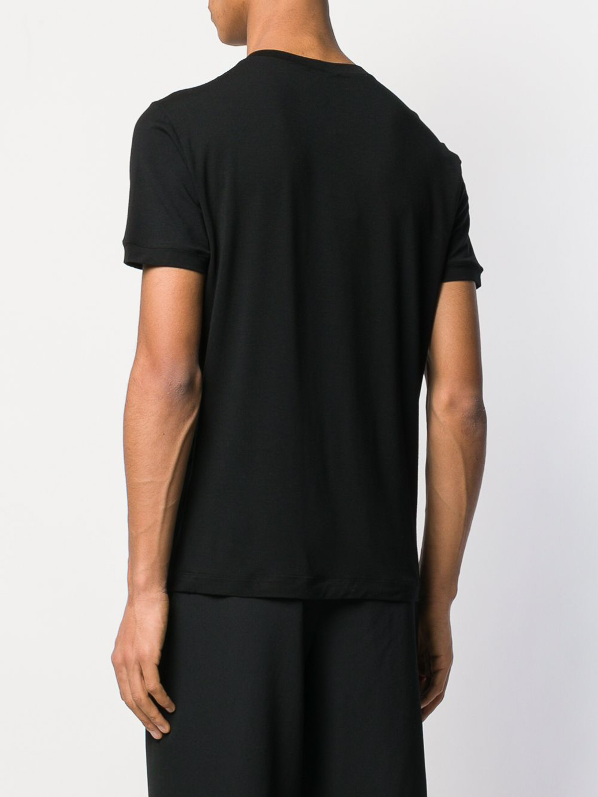 Shop Giorgio Armani Black Slim Fit Tee In Negro