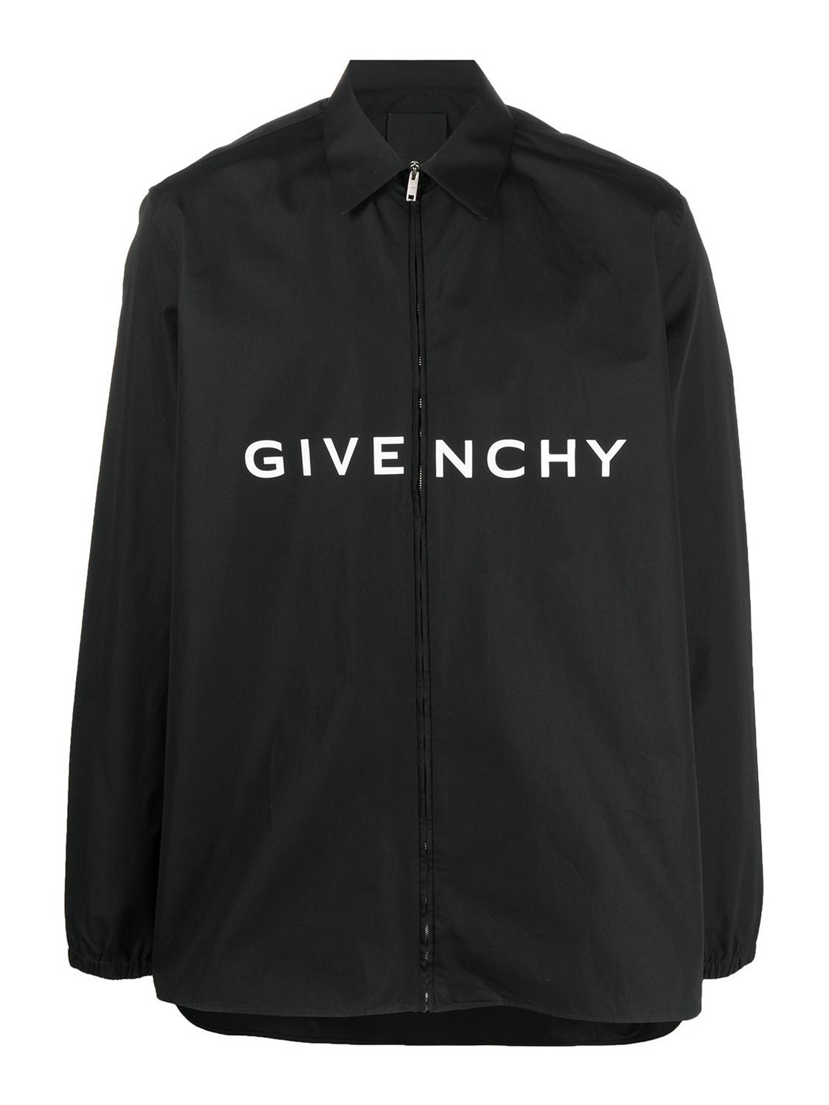 Givenchy Logo-print Zipped Shirt In Black