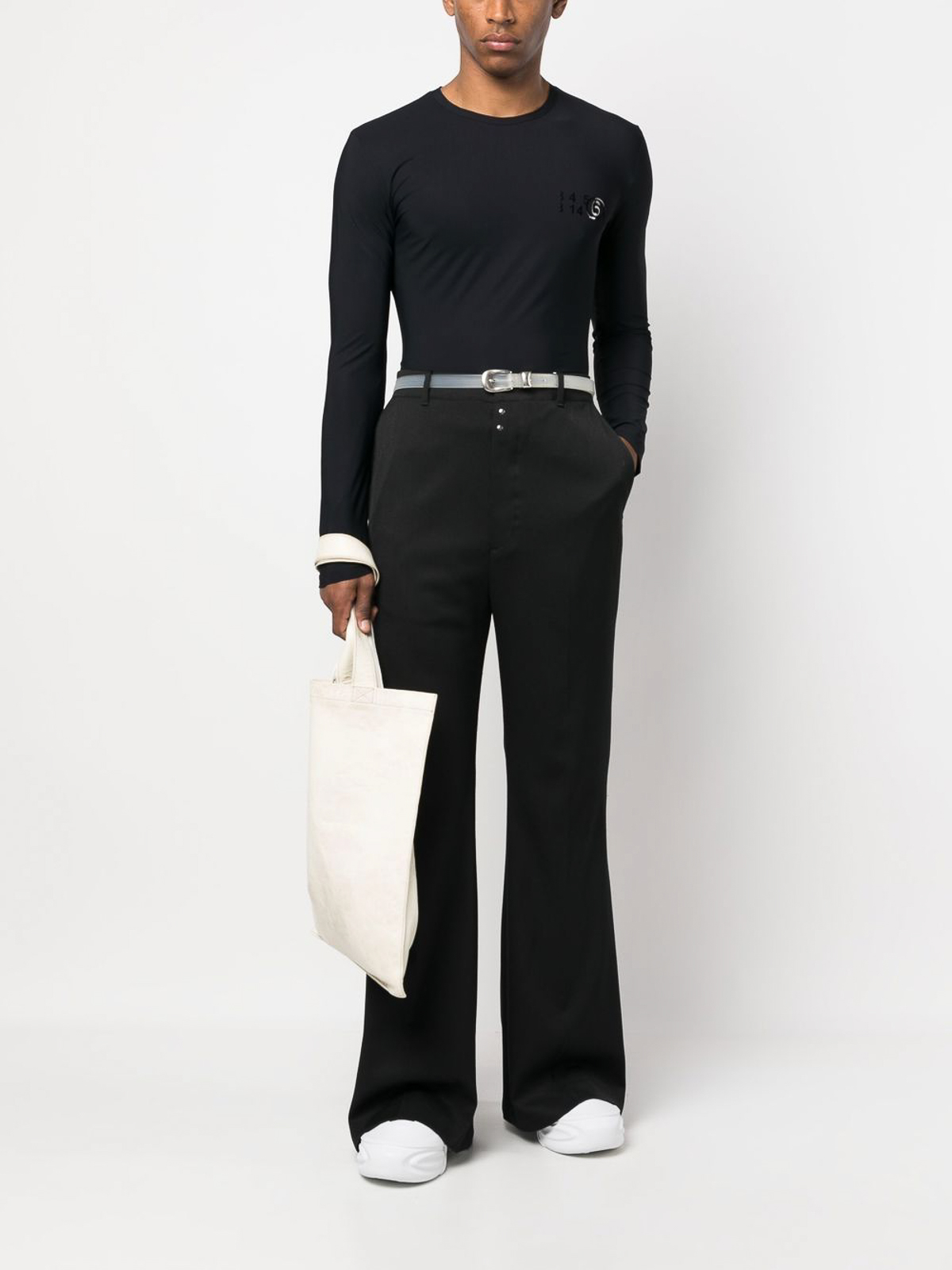【関税込み】mm6 maison margiela Stitching flared pants Black Stitch Trousers by MM6 Maison Margiela on Sale