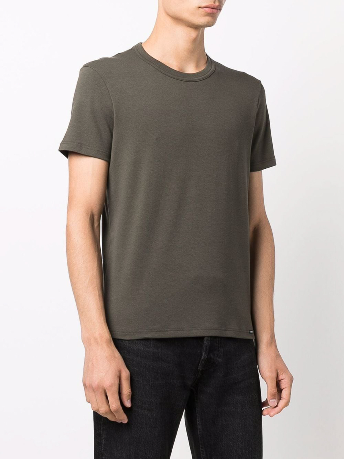 TOM FORD DARK GREY COTTON BLEND TEE 