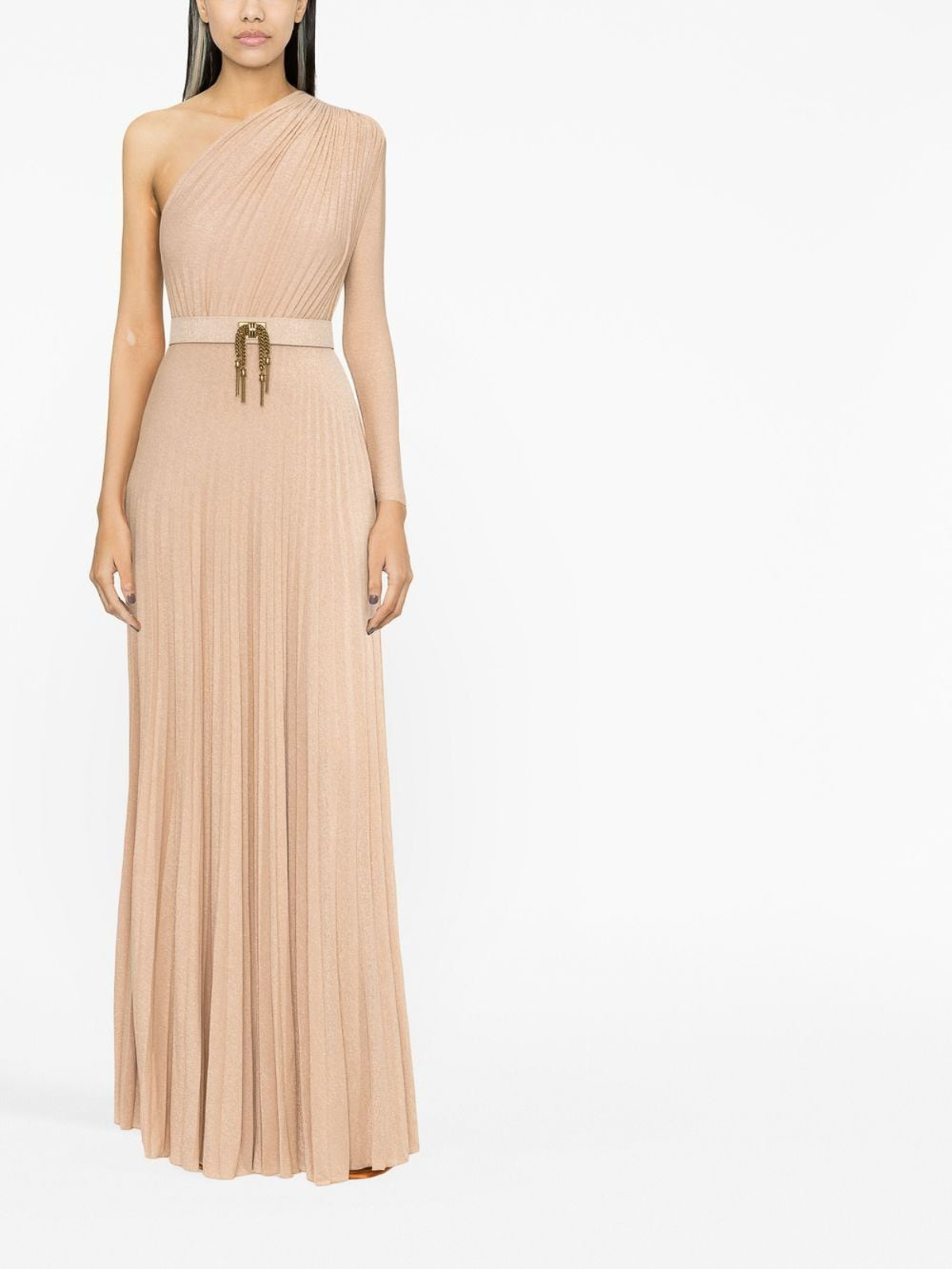 Elisabetta Franchi One-shoulder belted gown - Women