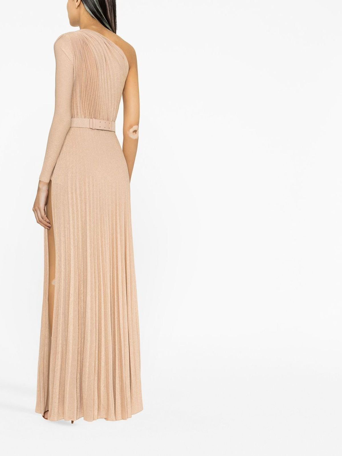 Elisabetta Franchi One-shoulder belted gown - Women