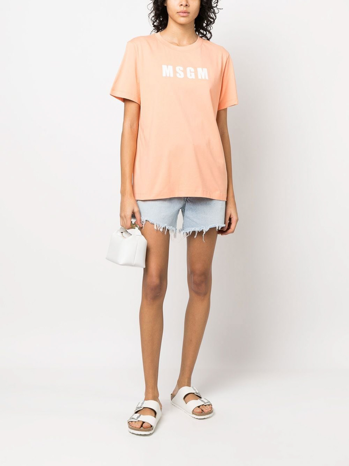 Tシャツ・カットソー MSGM Woman T-Shirt Orange 3841MDM510257002 17 M.S.G.M. Logo-print Tee - Orange - Women | 3441MDM20023700210