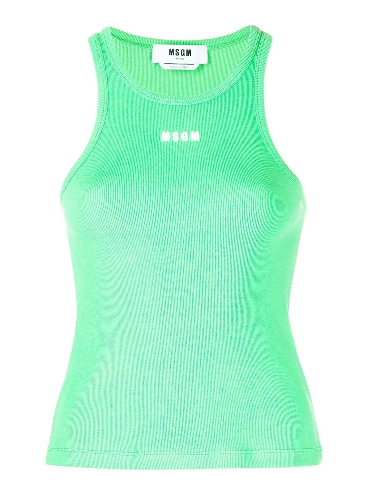 Msgm Embroidery Logo Tank Top In Light Green