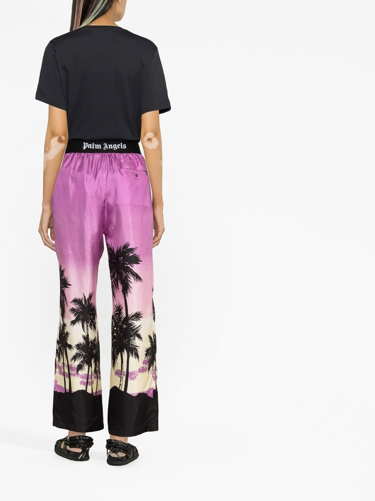 Shop Palm Angels Stretch Design Casual Trousers In Light Purple