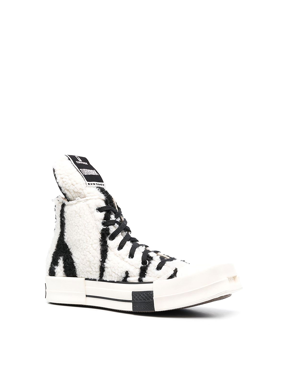 Shop Converse Square-toe Shearling Sneakers In White