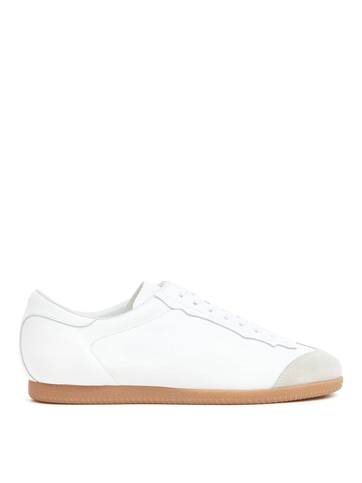 Shop Maison Margiela Low-top Leather Trainers In Blanco