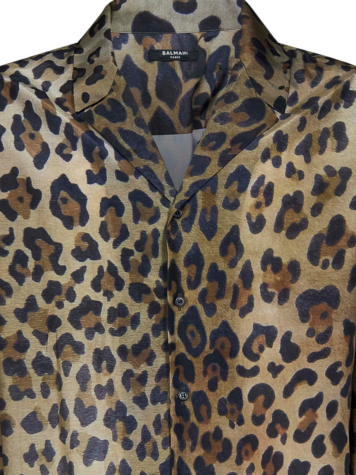 Shop Balmain Leopard Printed Shirt In Brown