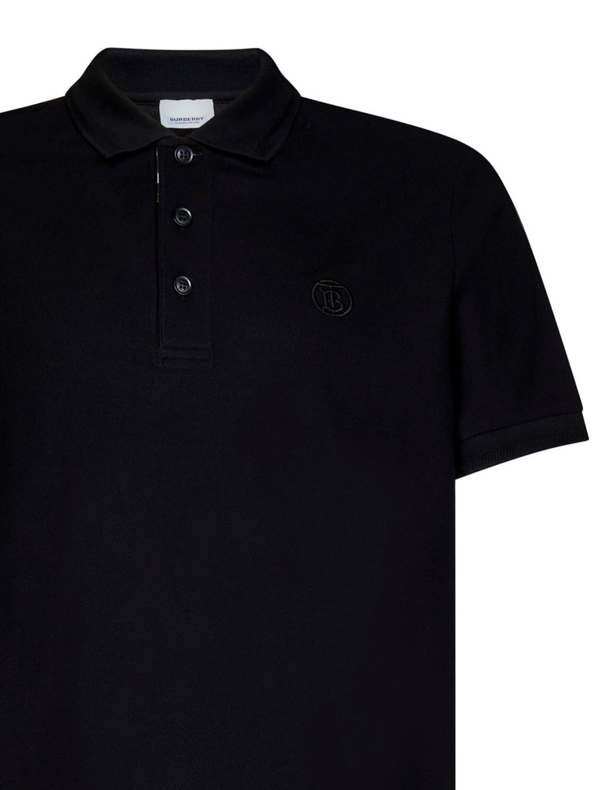 Shop Burberry Cotton Polo With Logo In Black
