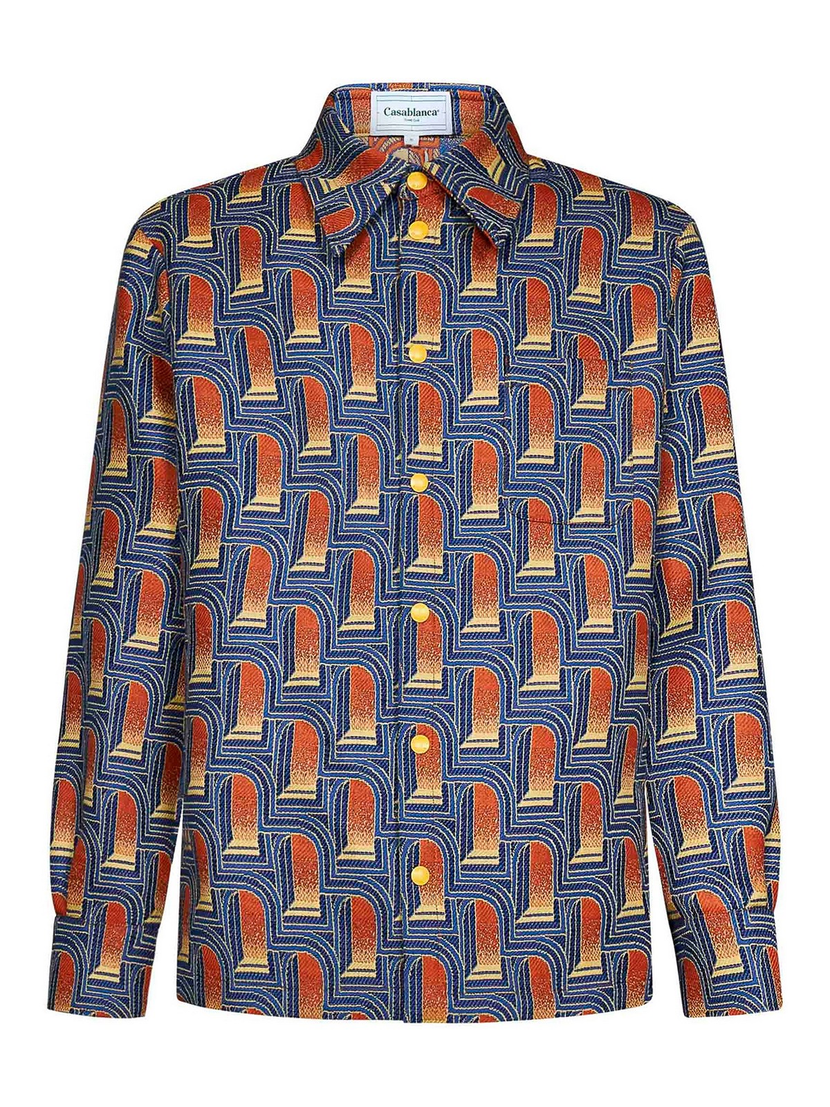 Casablanca All Over Printed Wool Shirt In Blue