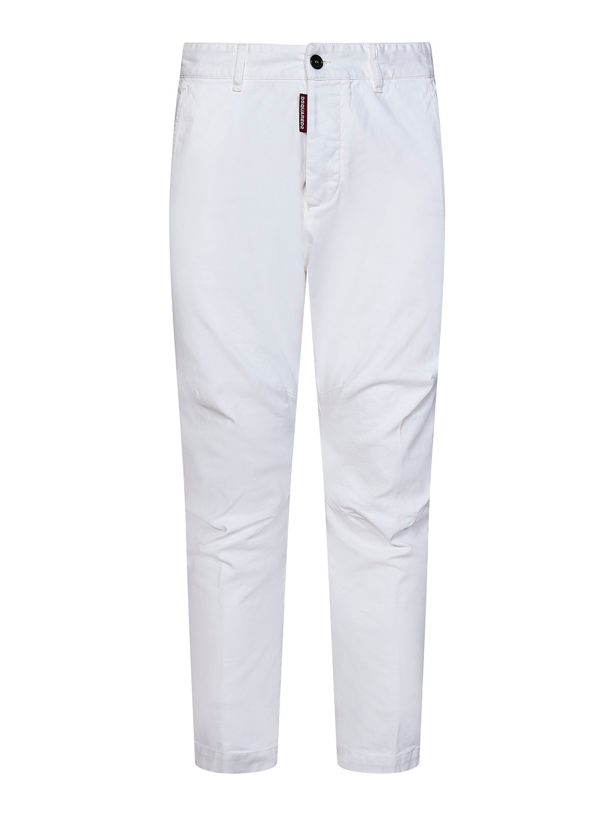 Dsquared2 Cotton Straight Leg Trousers With Logo In White