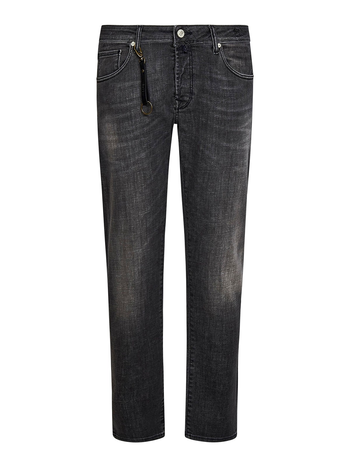 Incotex Key Chain Detailed Straight Leg Jeans In Grey