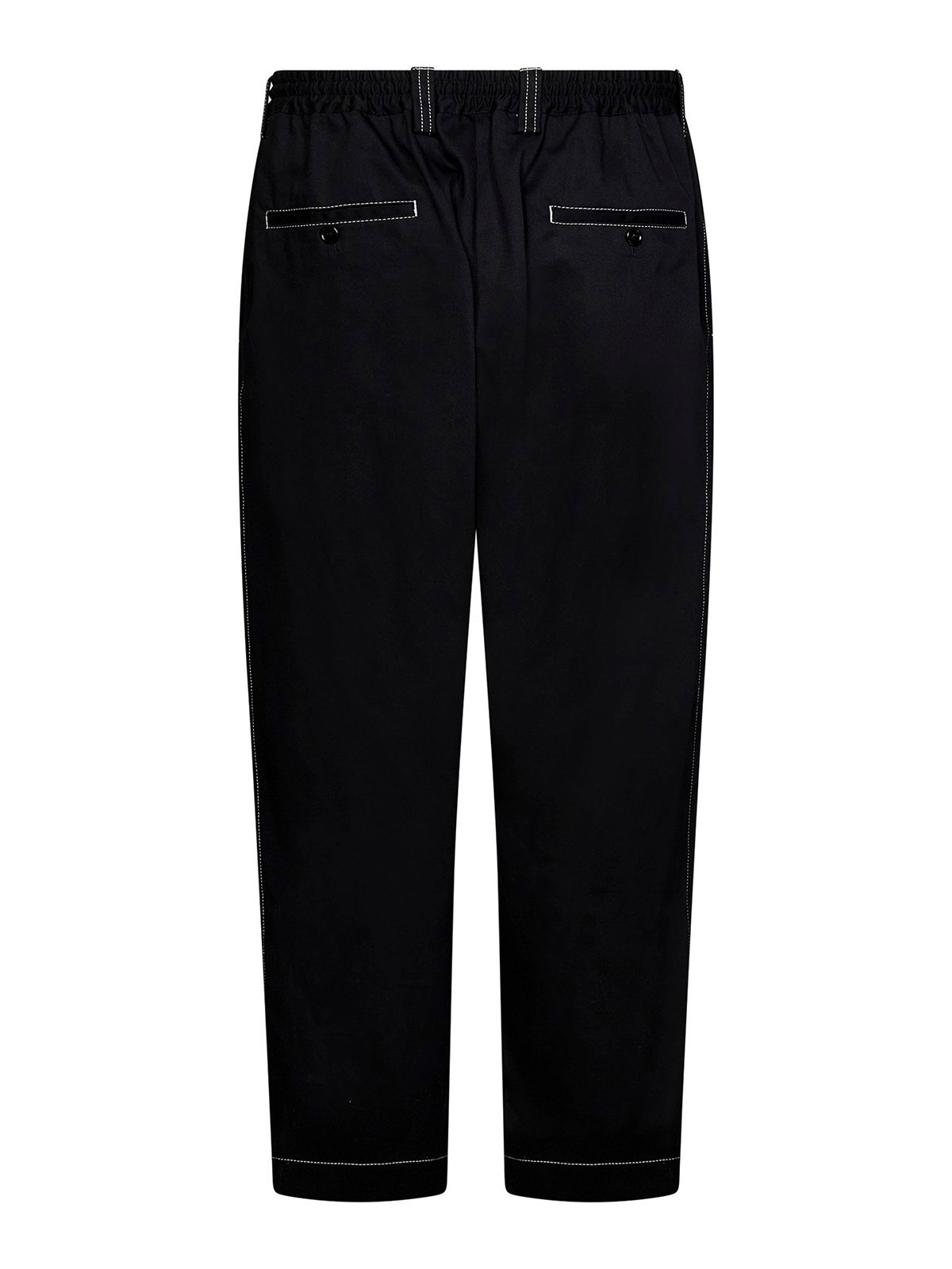 Shop Marni Cotton Straight Leg Trousers In Black