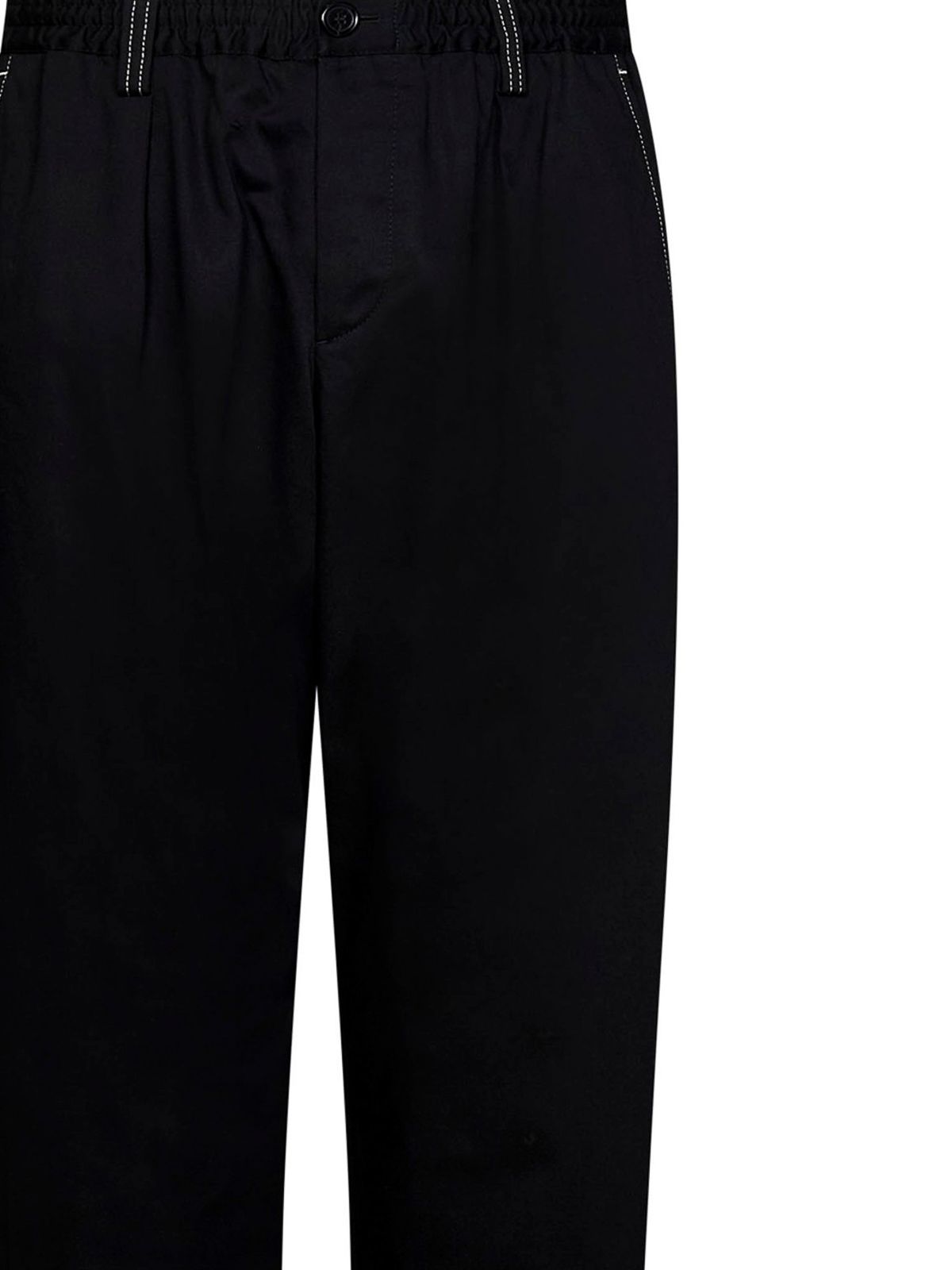 Shop Marni Cotton Straight Leg Trousers In Black