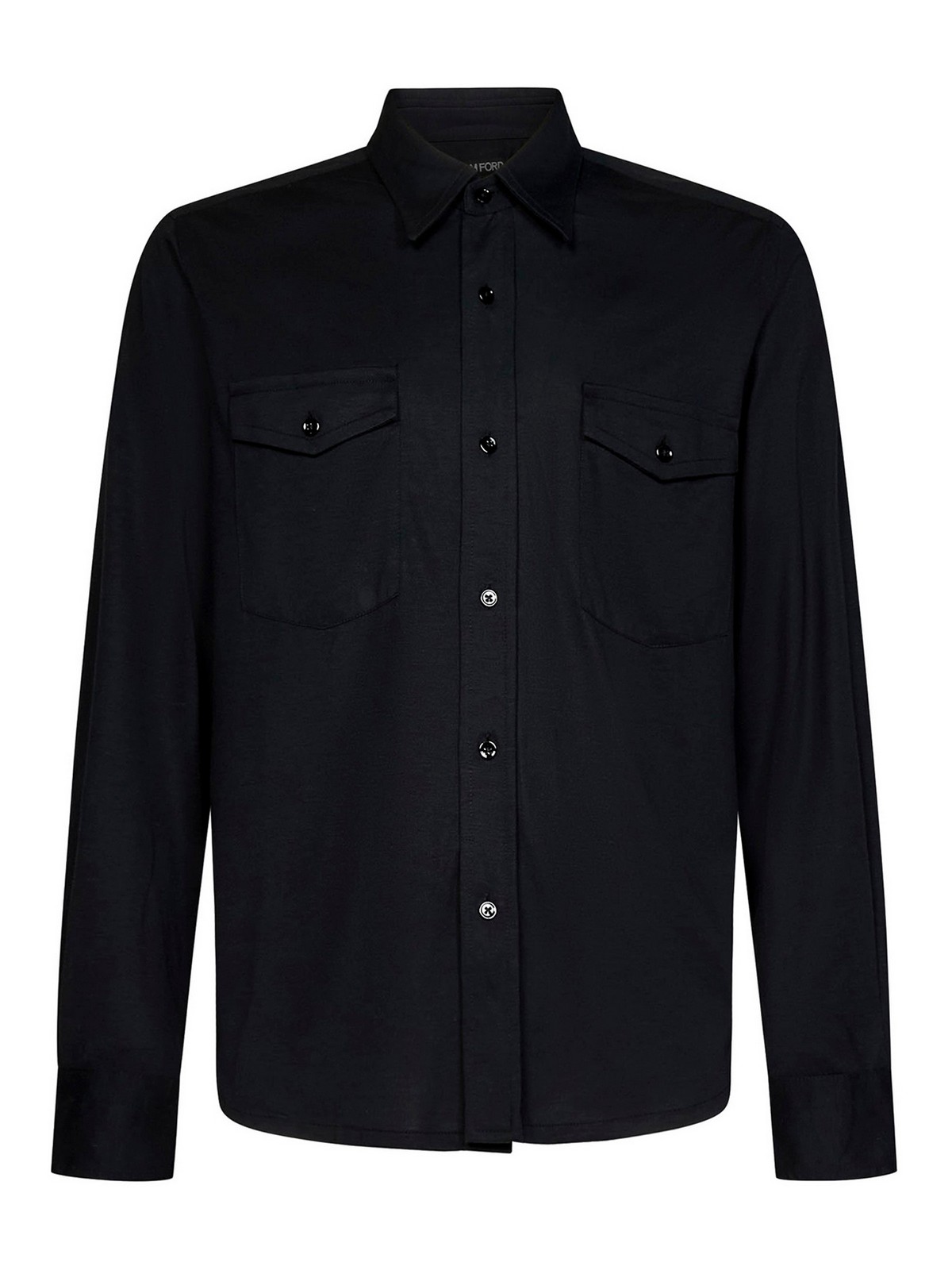 Tom Ford Silk Shirt With Pockets In Black