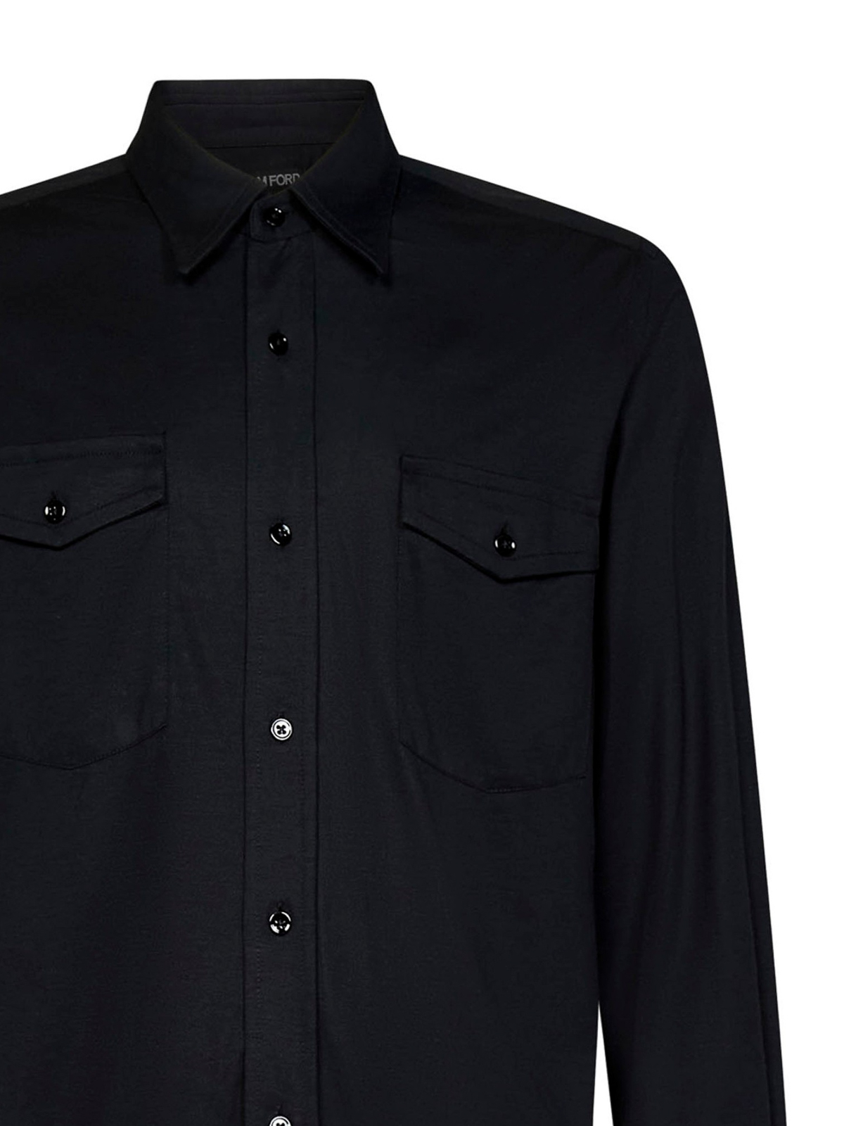Shop Tom Ford Silk Shirt With Pockets In Black