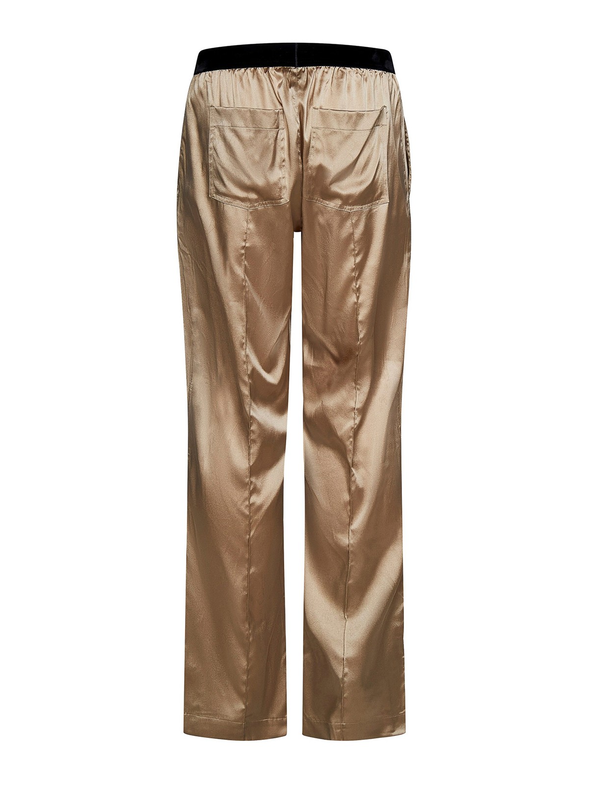 Shop Tom Ford Logo Silk Straight Leg Trousers In Beis