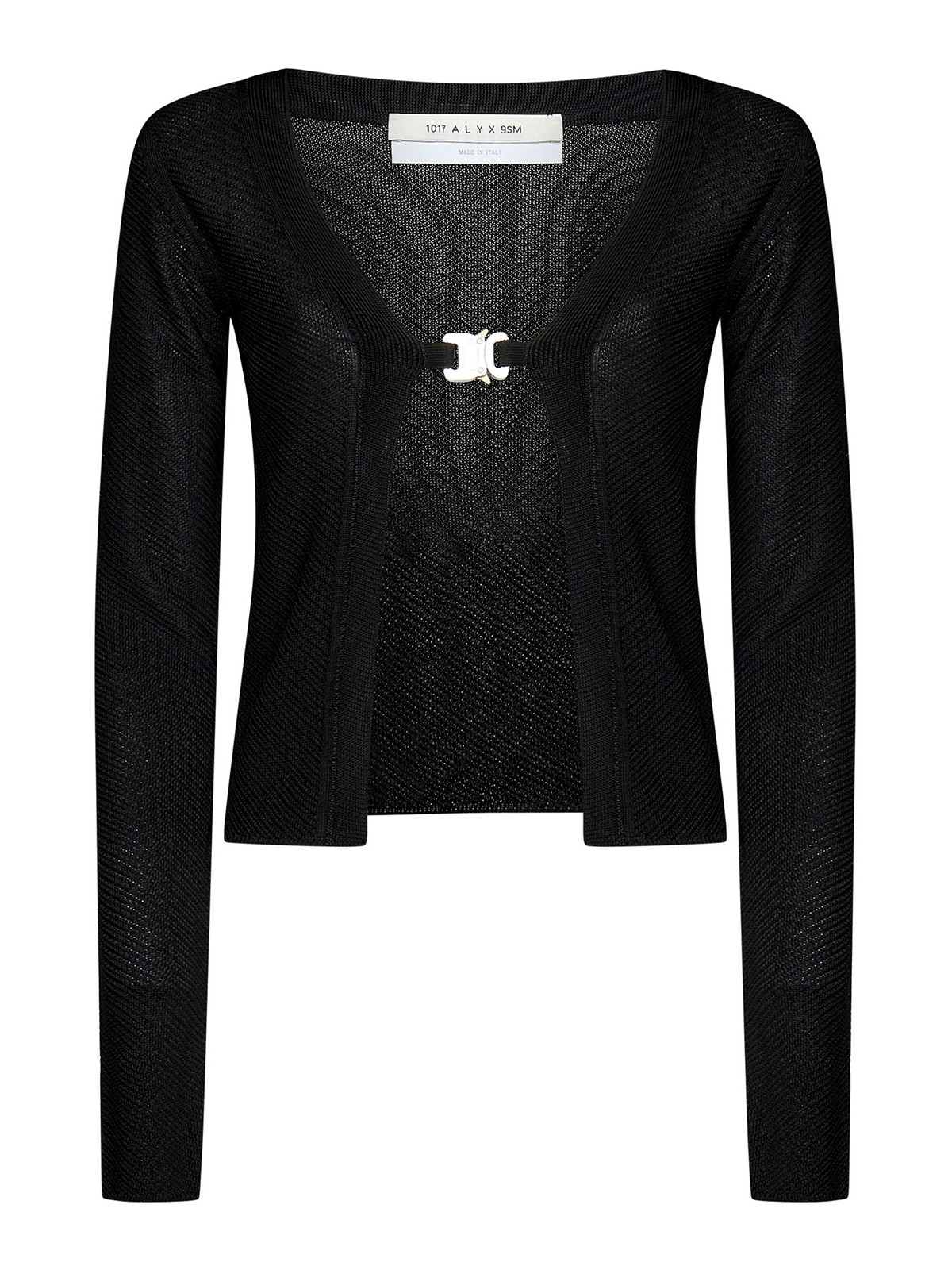 1017 Alyx 9sm V-neck cardigan with buckle|AAWKN0193YA01BLK0001