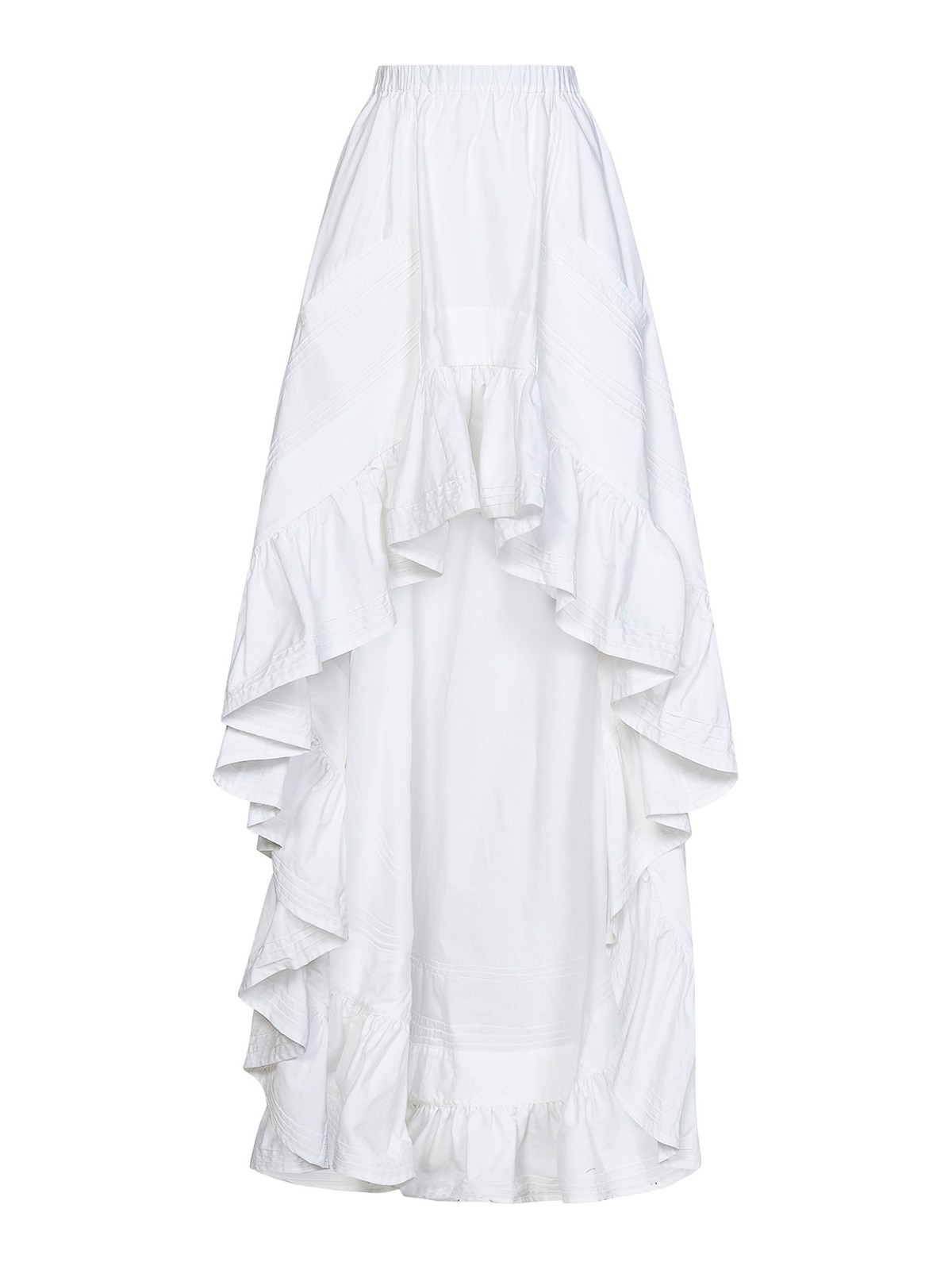 Shop Amen Draped High Waisted Long Skirt In White