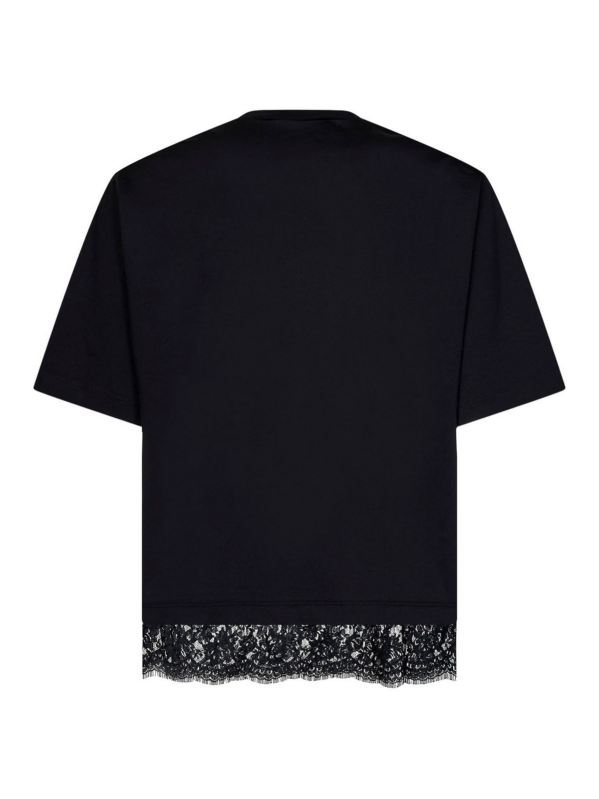 Shop Dsquared2 Printed Cotton T-shirt With Lace In Black
