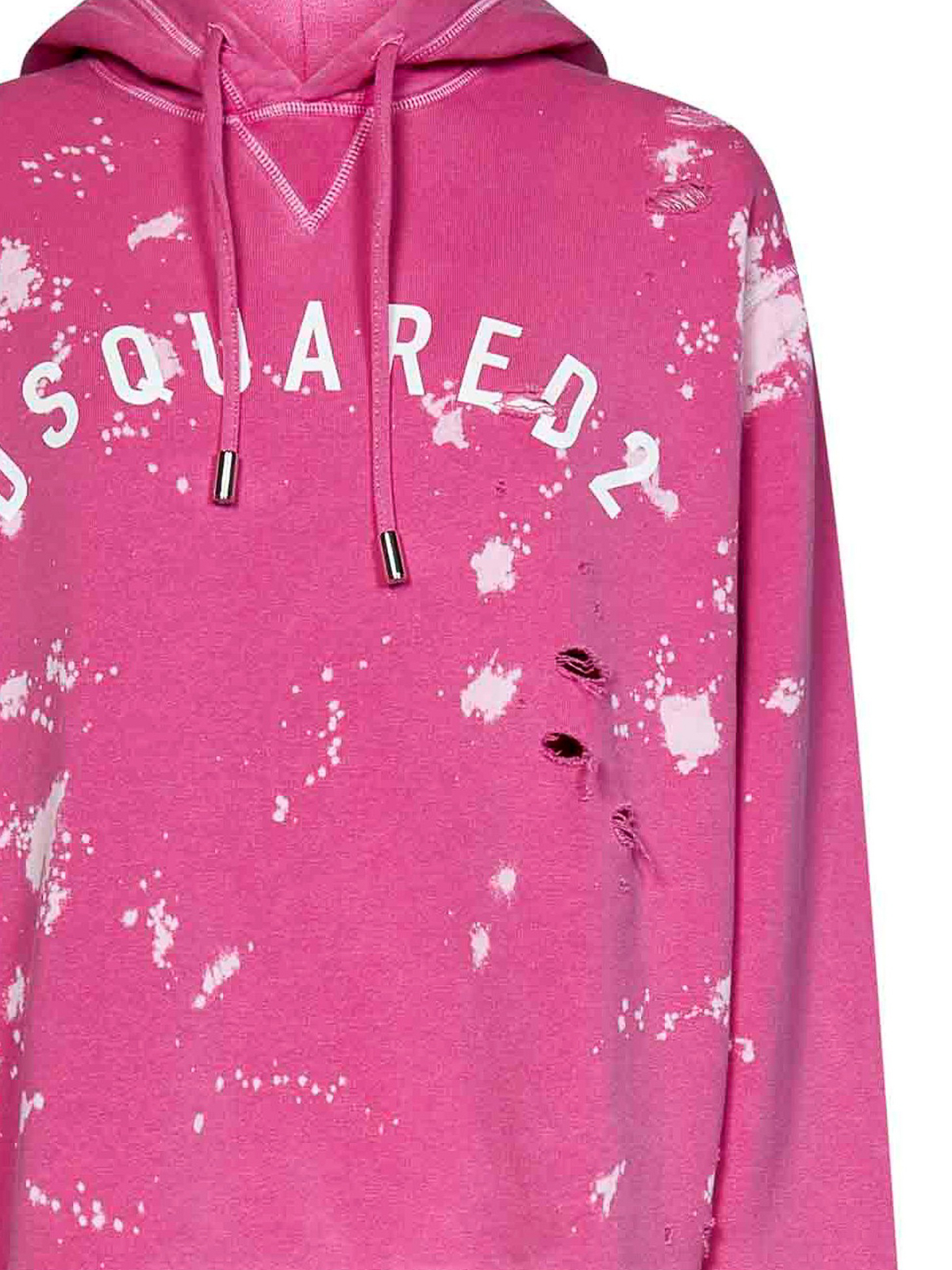 Shop Dsquared2 Paint Effect Hoodie With Lace And Logo In Pink