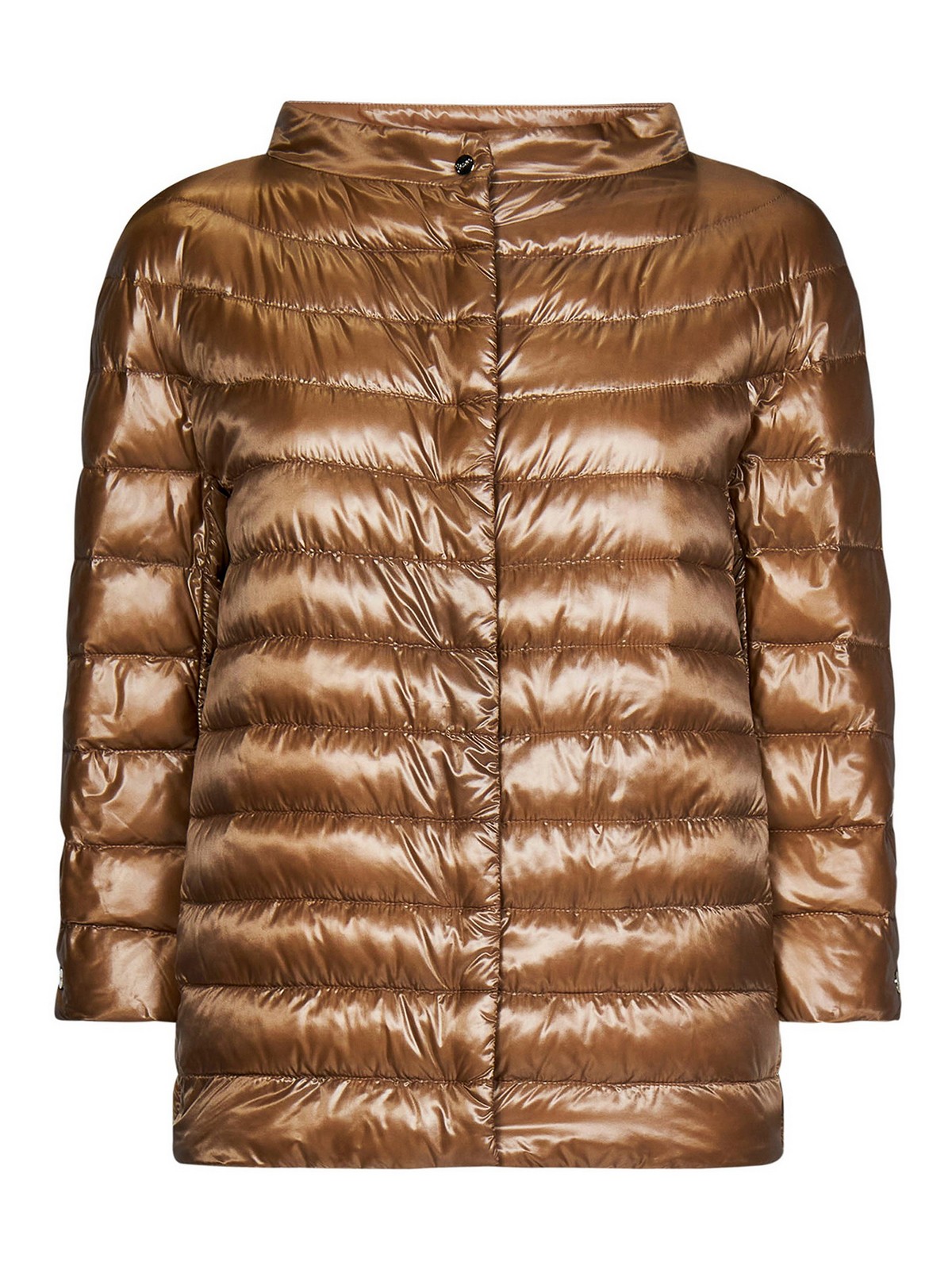 Herno Quilted Padded Jacket With Logo In Marrón Claro