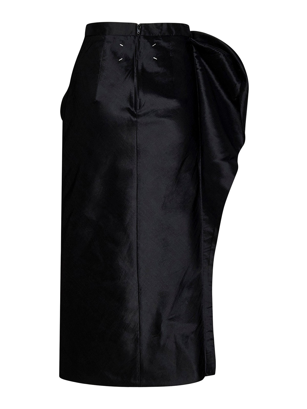 Shop Maison Margiela Draped Midi Tight Skirt In Negro