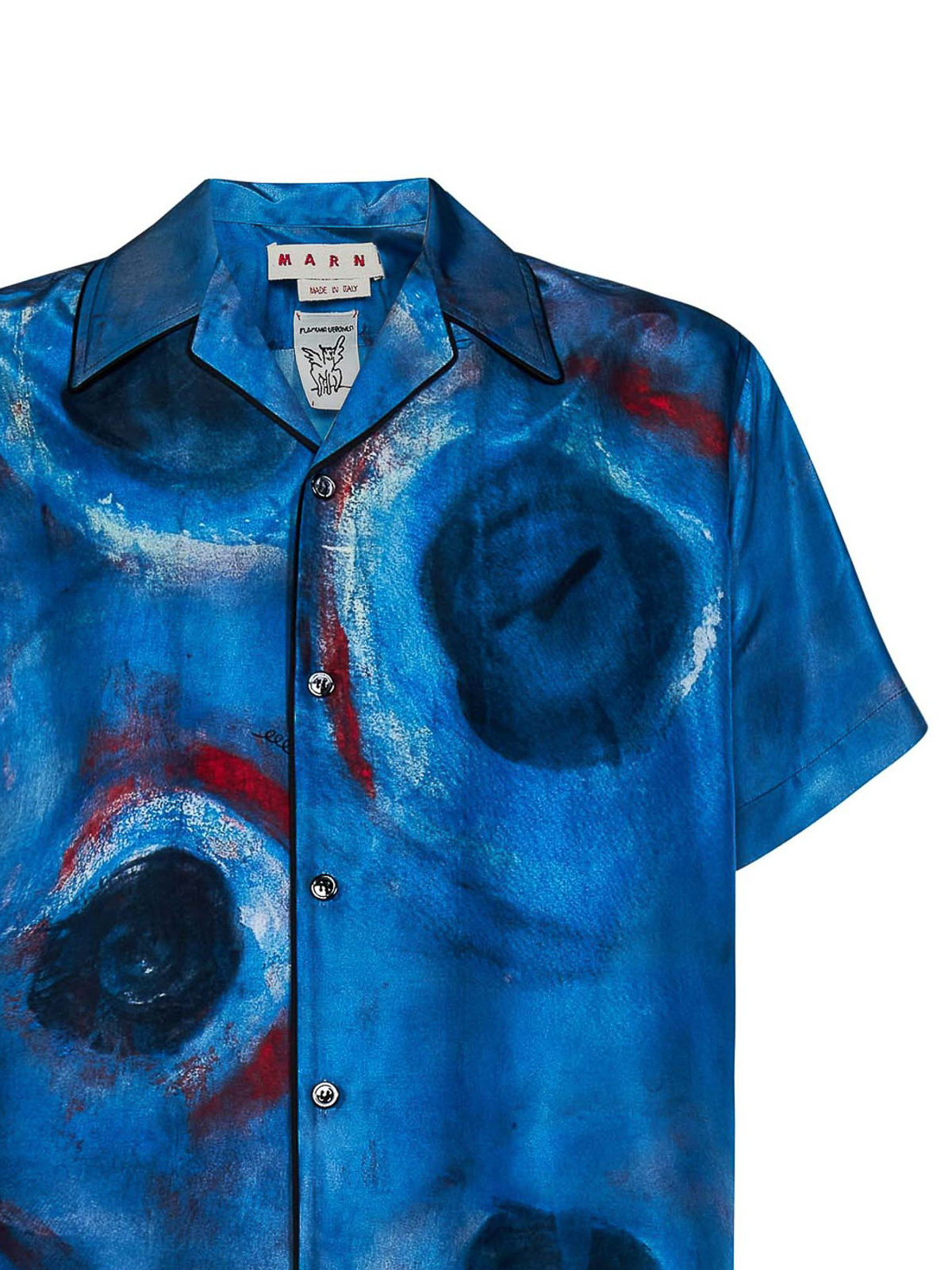 Shop Marni Abstract Printed Silk Shirt In Blue