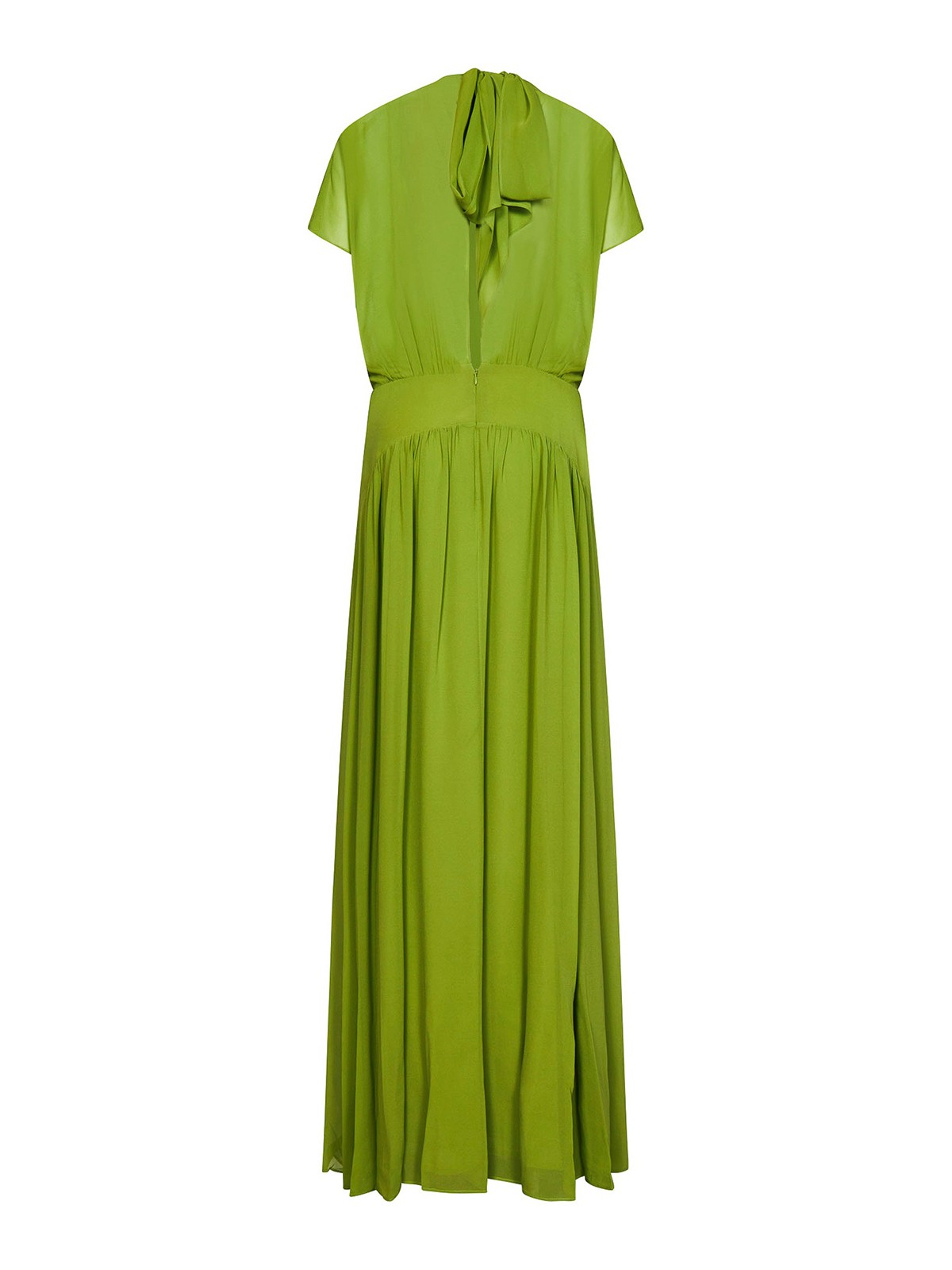 Max Mara Draped silk long dress - Green|236221013460001E15