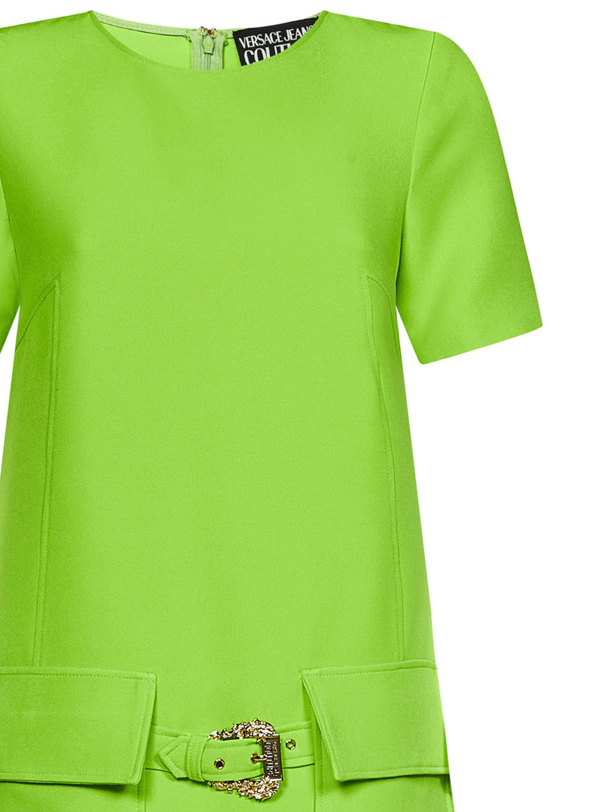slim fit dress slacks Women Neon Green NEVER ENOUGH Printed T-Shirt Dress – FYVA main image 1