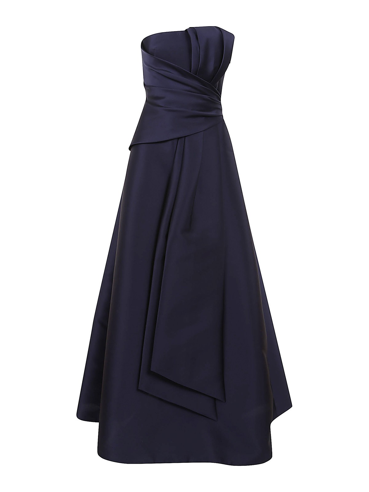 Alberta Ferretti Mikado Sleeveless  Long Dress In Blue