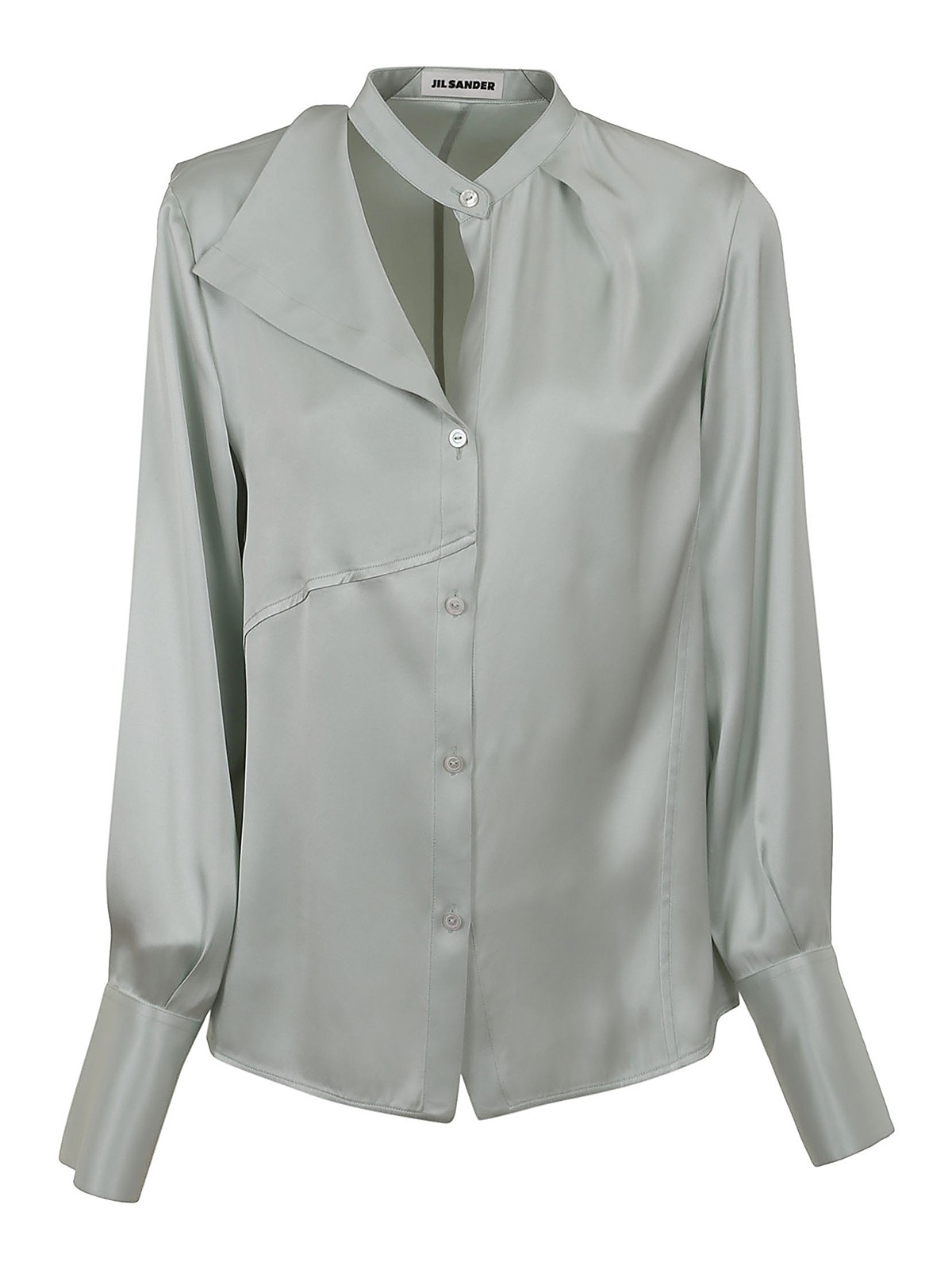 Shop Jil Sander Silk Draped Shirt In Grey
