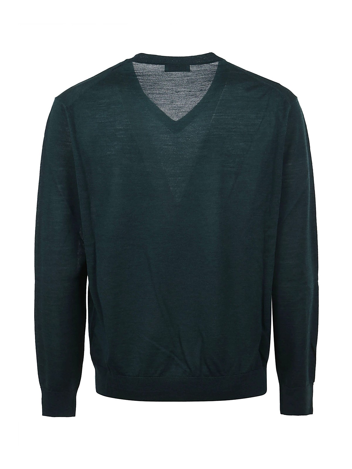 Shop Ballantyne Cotton V Neck Knitted Pullover In Dark Green