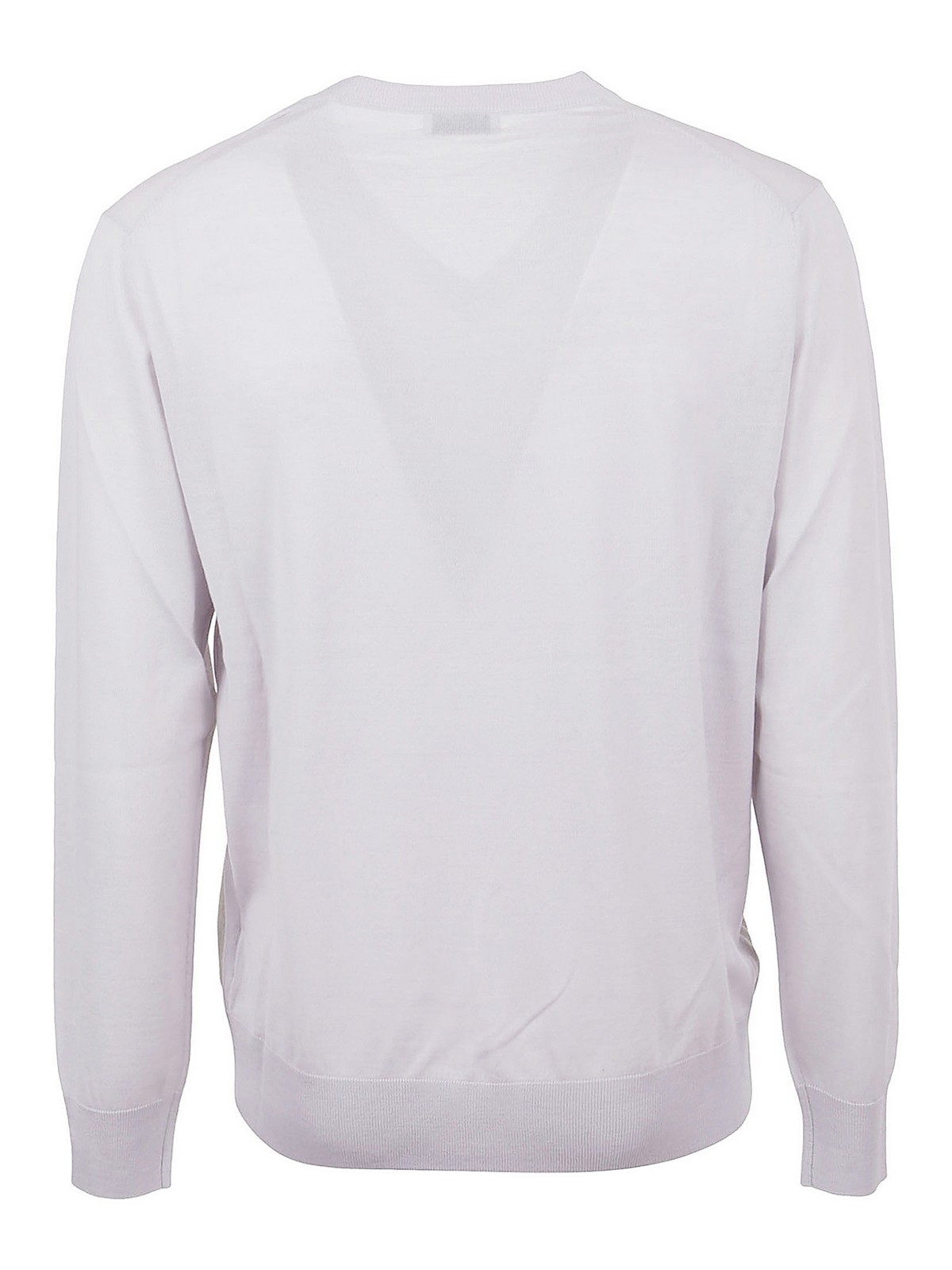 Shop Ballantyne Cotton V Neck Knitted Pullover In White