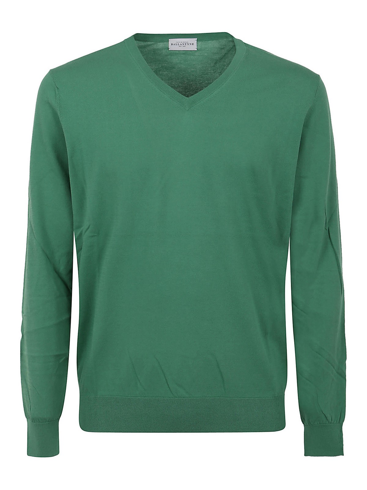 Ballantyne Cotton V Neck Knitted Pullover In Green