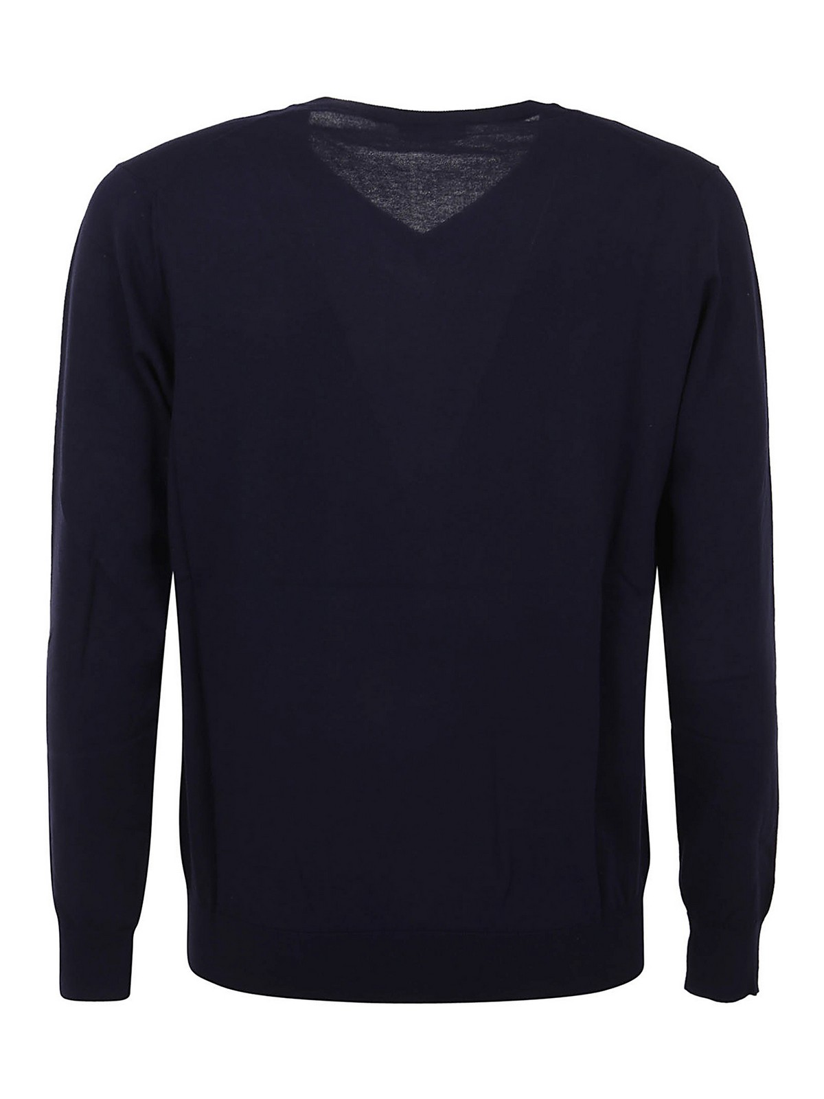 Shop Ballantyne Cotton V Neck Knitted Pullover In Black
