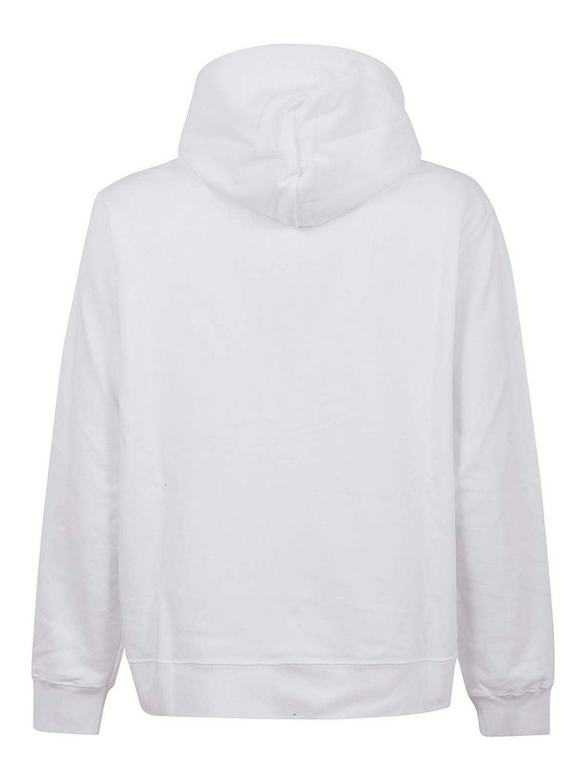 Shop Gcds Printed Cotton Hoodie With Drawstrings In White