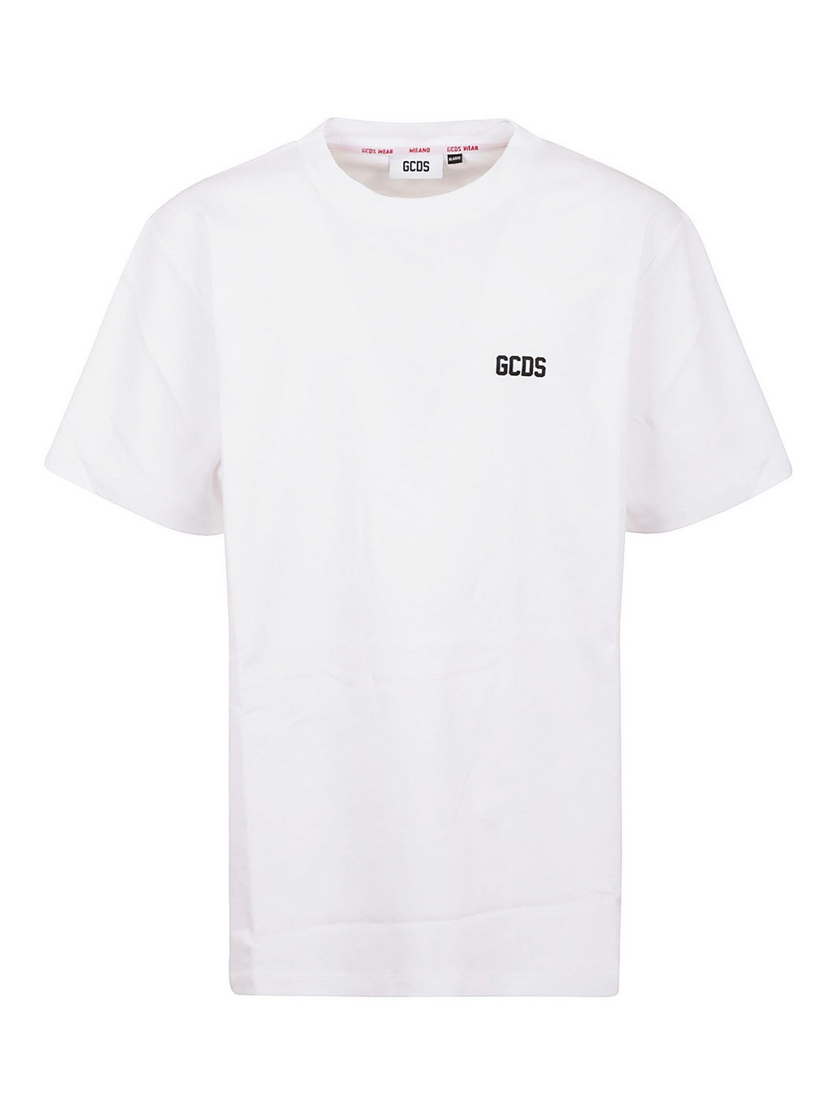 Gcds Logo Crewneck Cotton T-shirt In White