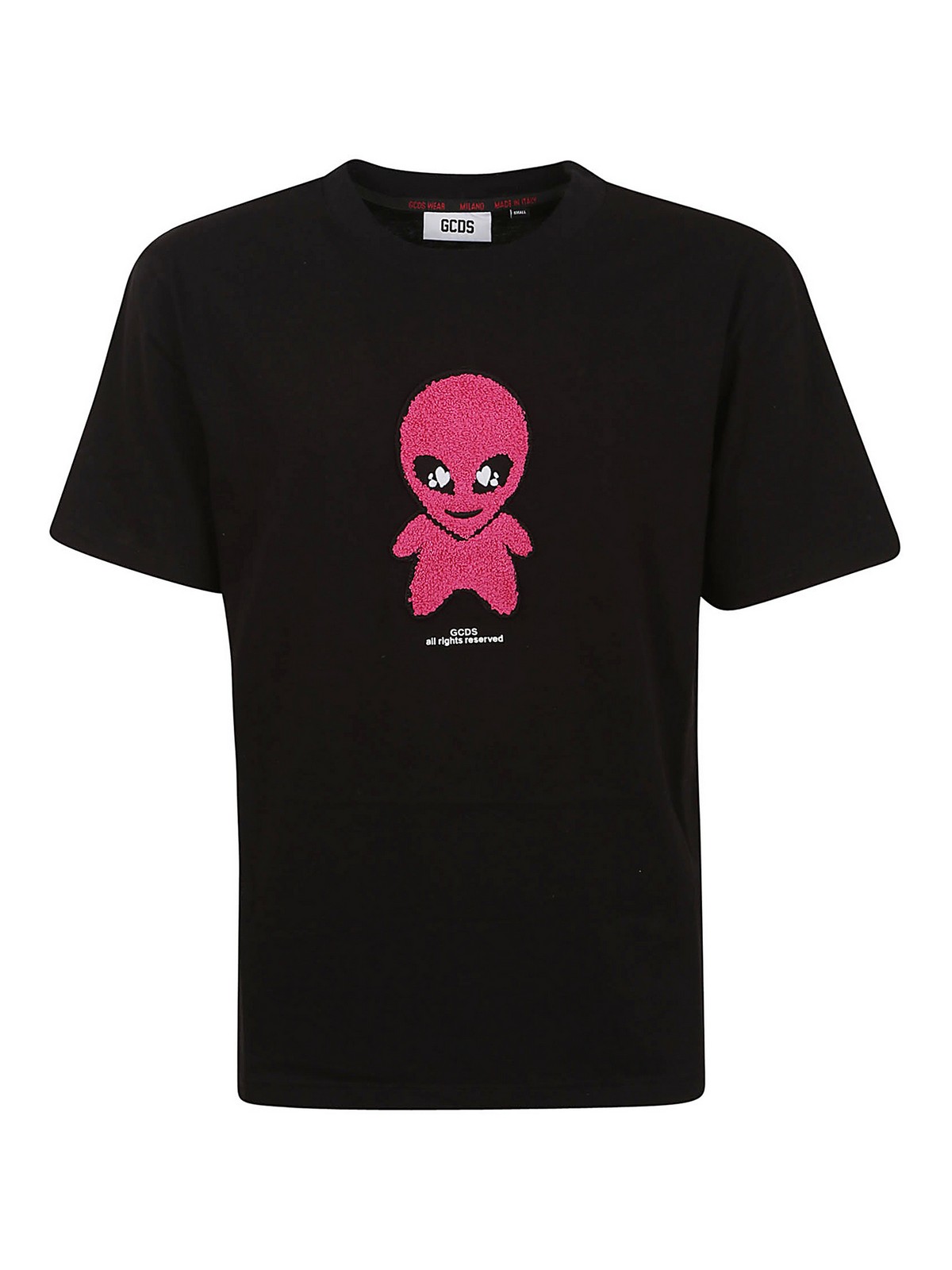 Shop Gcds Crewneck Cotton Printed T-shirt In Black